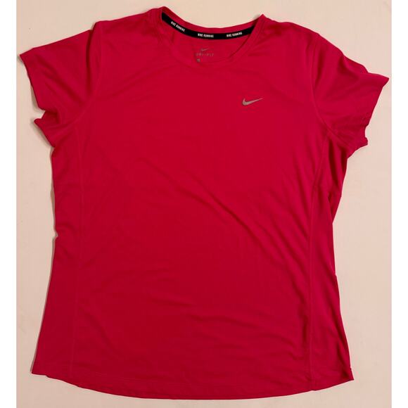 Nike Women's Pink Running T-Shirt Short Sleeve Size XL Pink Dri-Fit - Picture 1 of 5